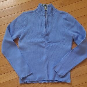 Liz Claiborne Light Blue Ribbed Half-Zip Sweater